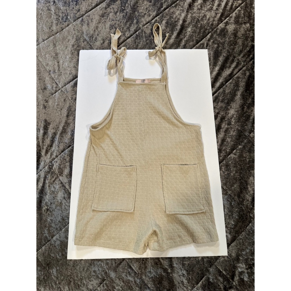 Moa Moa Girls Thick Spaghetti Strap Tie Romper Size Large Tan